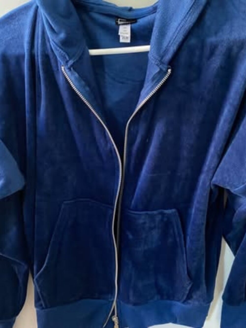 Womens beautiful royal blue stretch velour jog lounge set - sz large